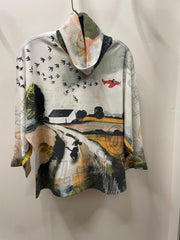 Turtle Neck Pullover in Home At Last Print by Inoah