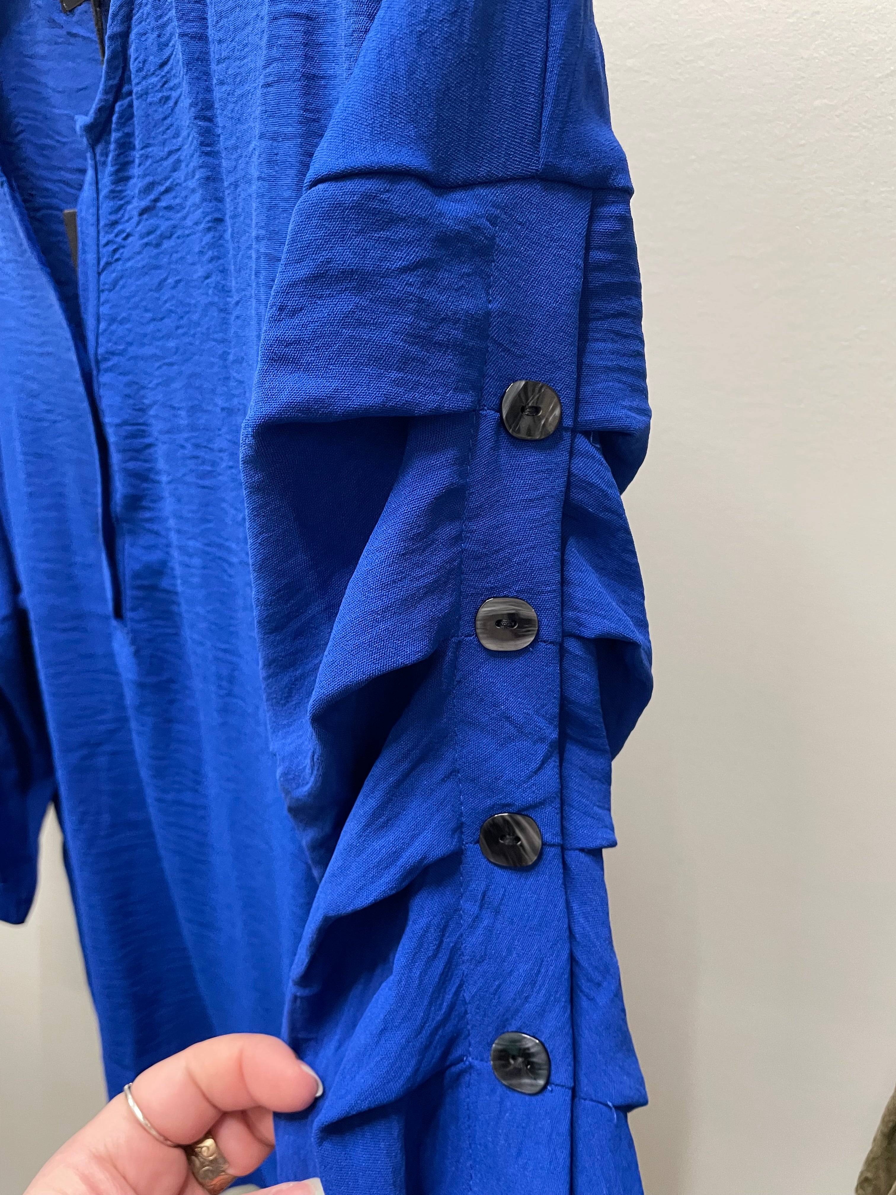 Ruched Button  Sleeve Top by Creations