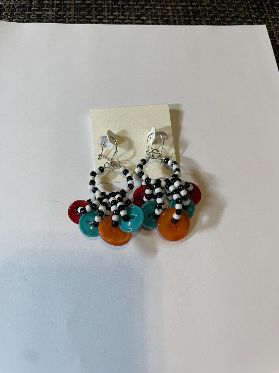 Colorful Multi Button Earrings by Lori