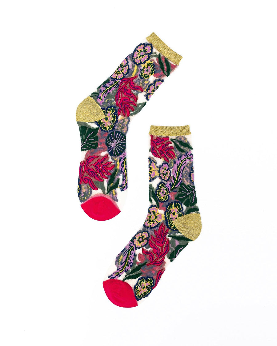 Festive Floral Sheer Crew Sock Robin Boutique