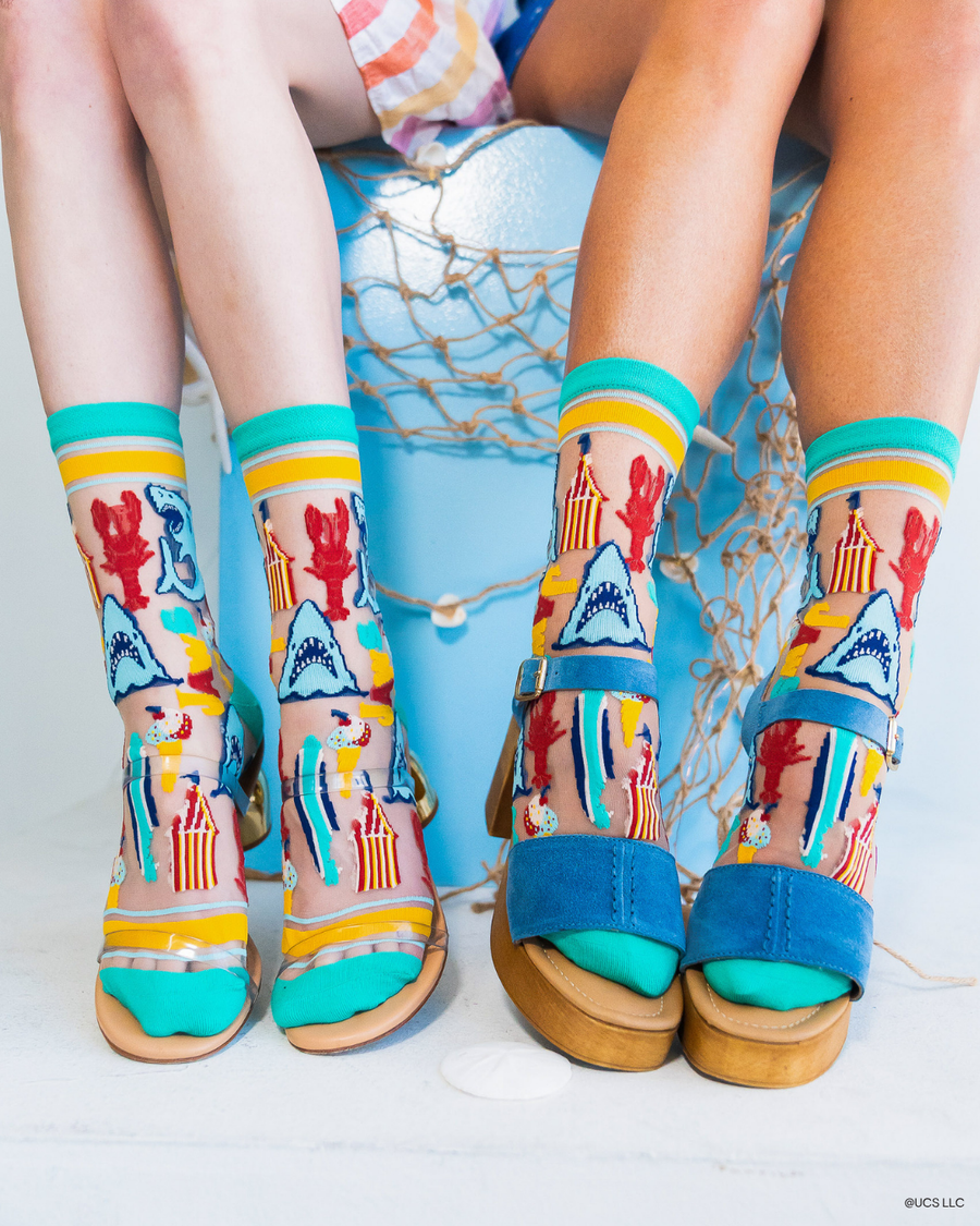 NEW STYLE: JAWS 50th Anniversary Sheer Crew Sock Robin Boutique
