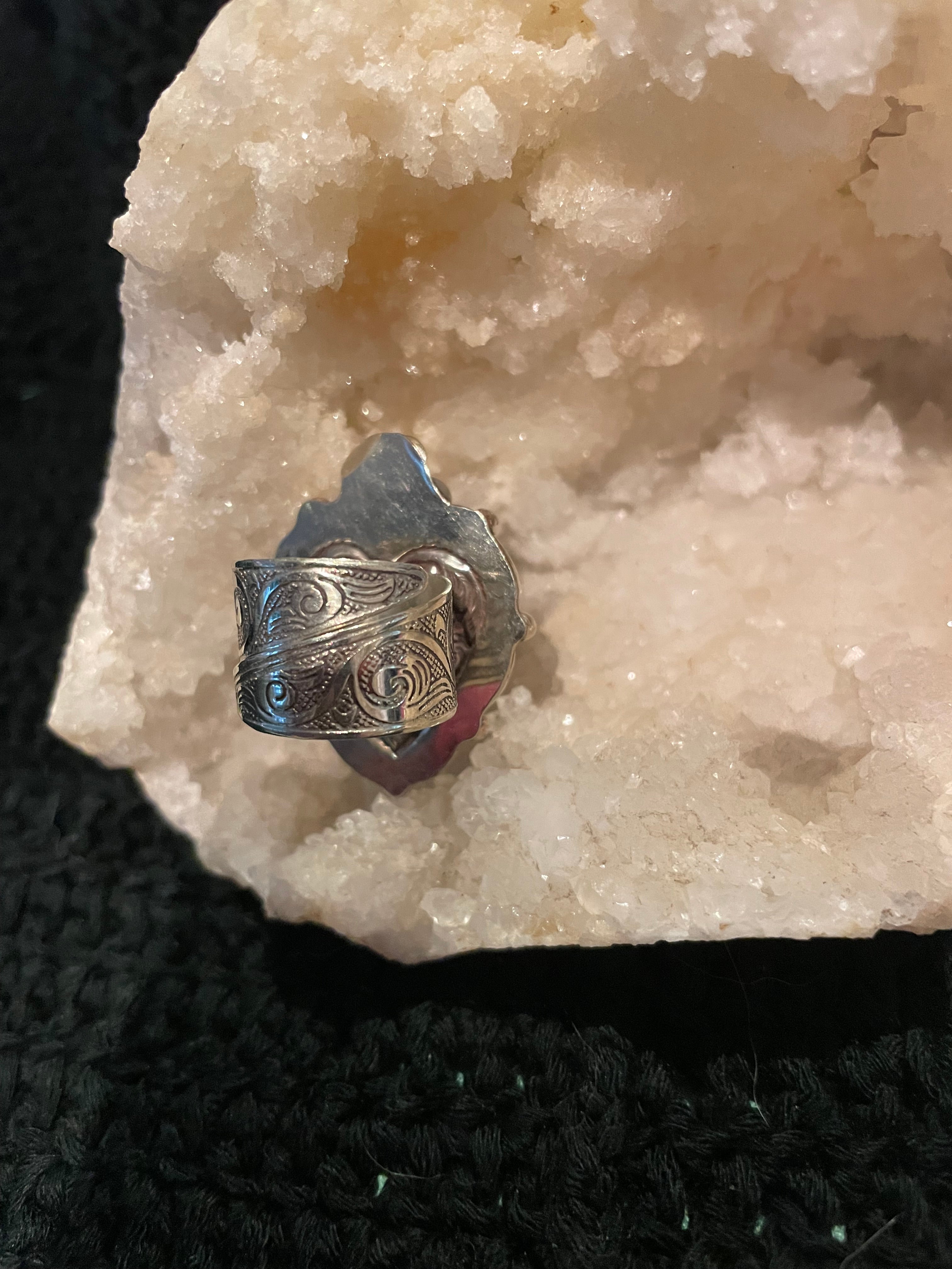 Chrysocolla Heart Adjustable Ring