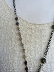 Asymmetric Beaded Drop Charm Necklace