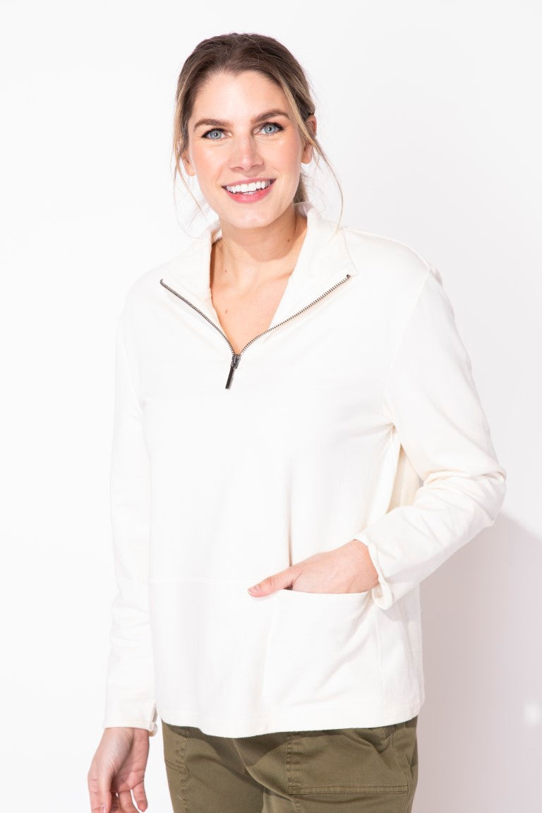 Quarter Zip Pullover in Ivory by Escape