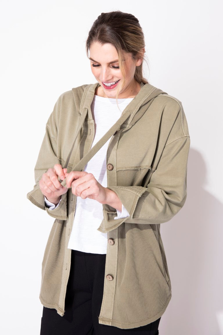 Waffle Knit Hoodie in Olive by Escape