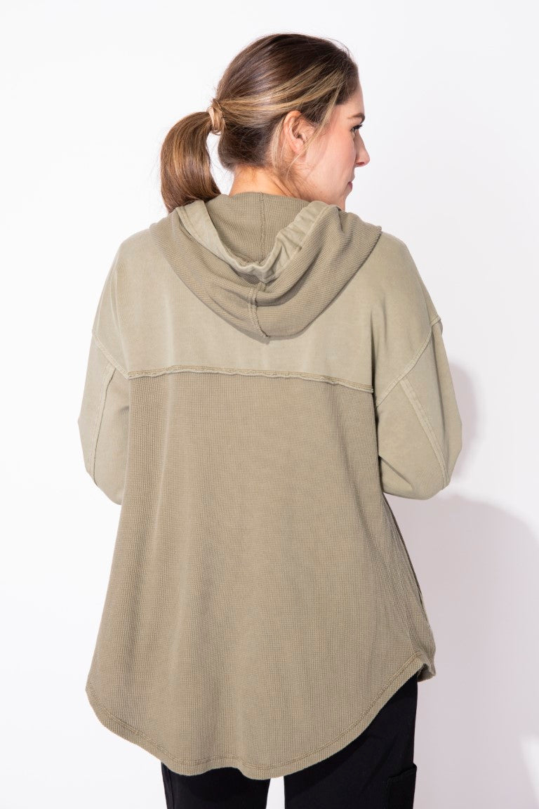 Waffle Knit Hoodie in Olive by Escape