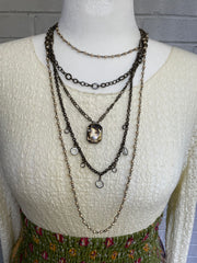 Multi Chain Pearl Glass Necklace
