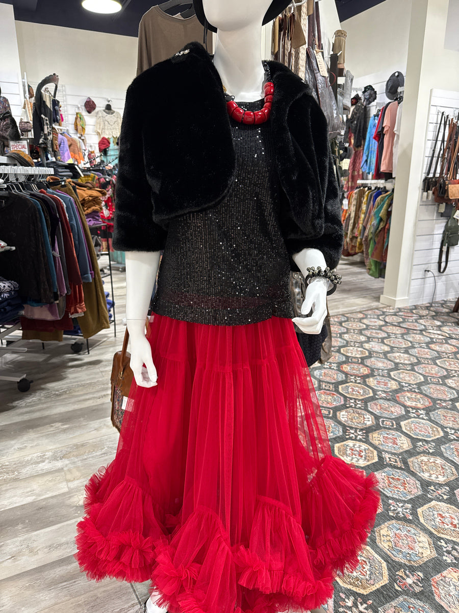 Short Sleeve Sequin Evening Top