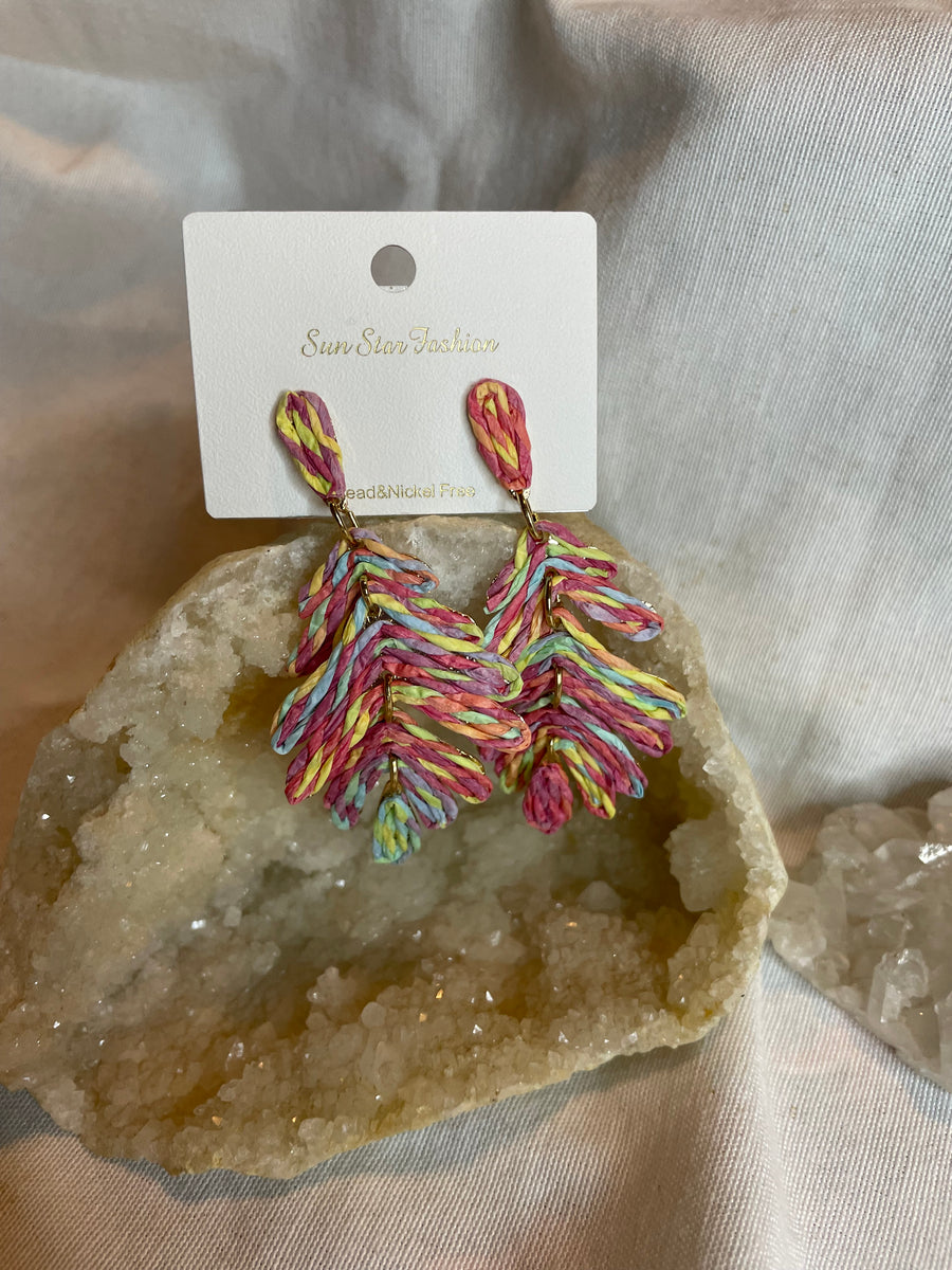 Ratan Palm Leaf Earrings