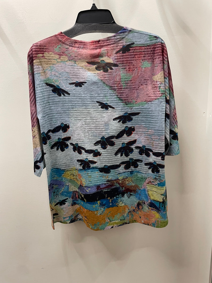3/4 Sleeve Knit Top in Ozzy Print by Inoah