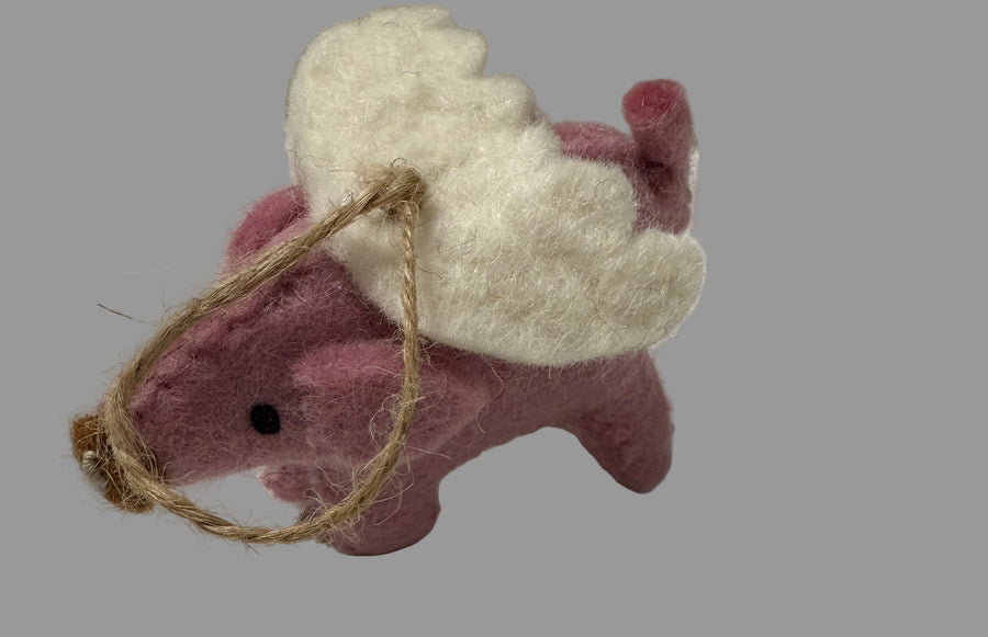 Wool Felt Christmas Ornament- Flying Pig Robin Boutique