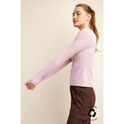 RECYCLED BUTTER SQUARE NECK LONG SLEEVE TOP T9953-C