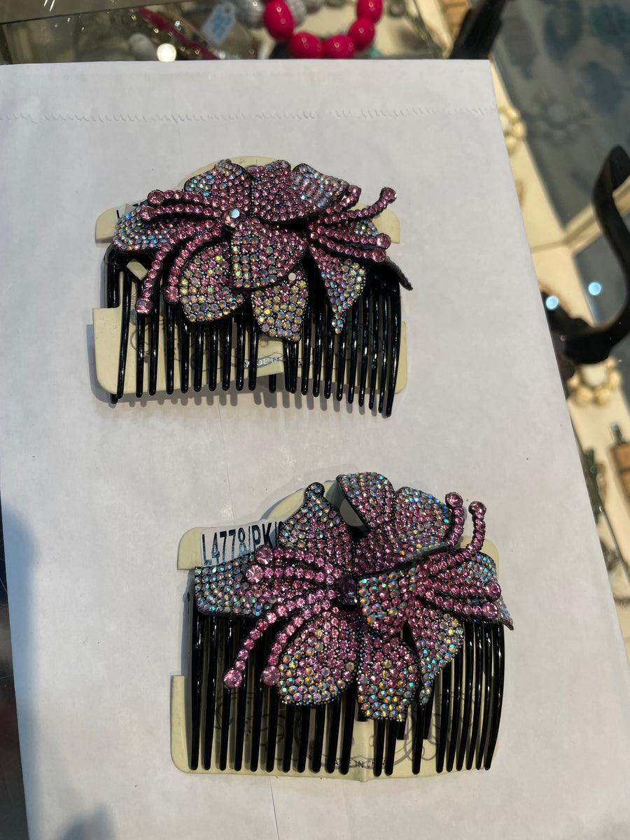 Floral Rhinestone Hair Comb