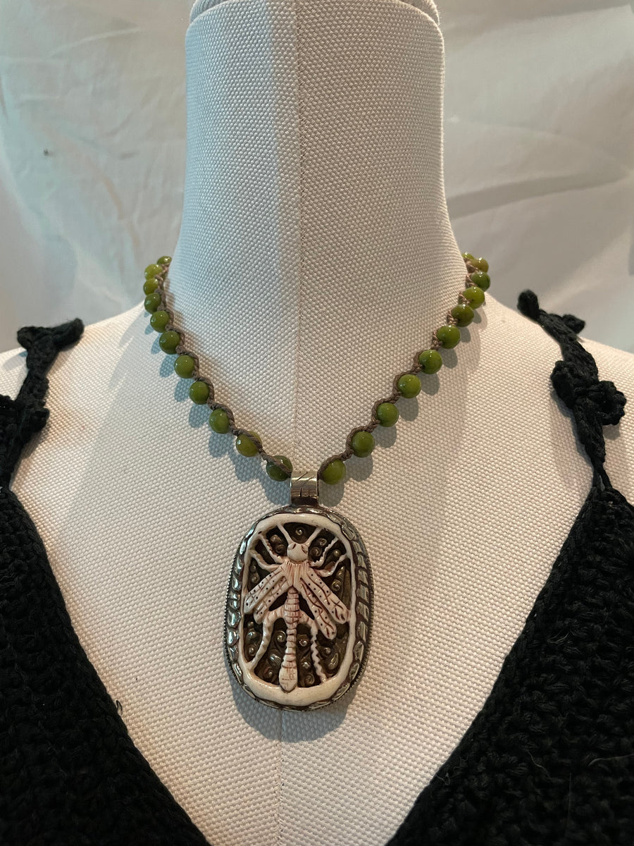 Carved Dragonfly Necklace by Tara Gasparian