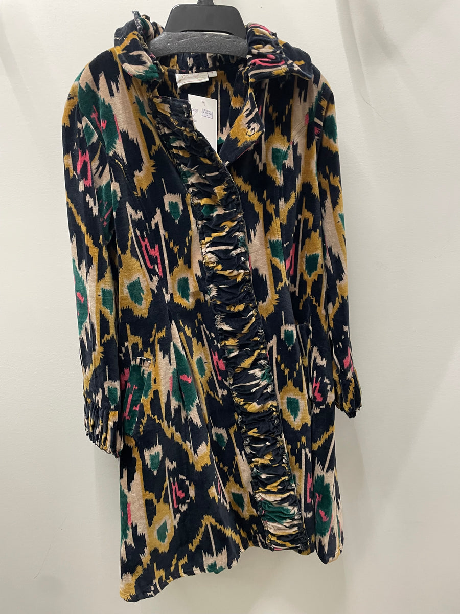 Ikat Velvet Knee Length Jacket by Paper Lace Robin Boutique