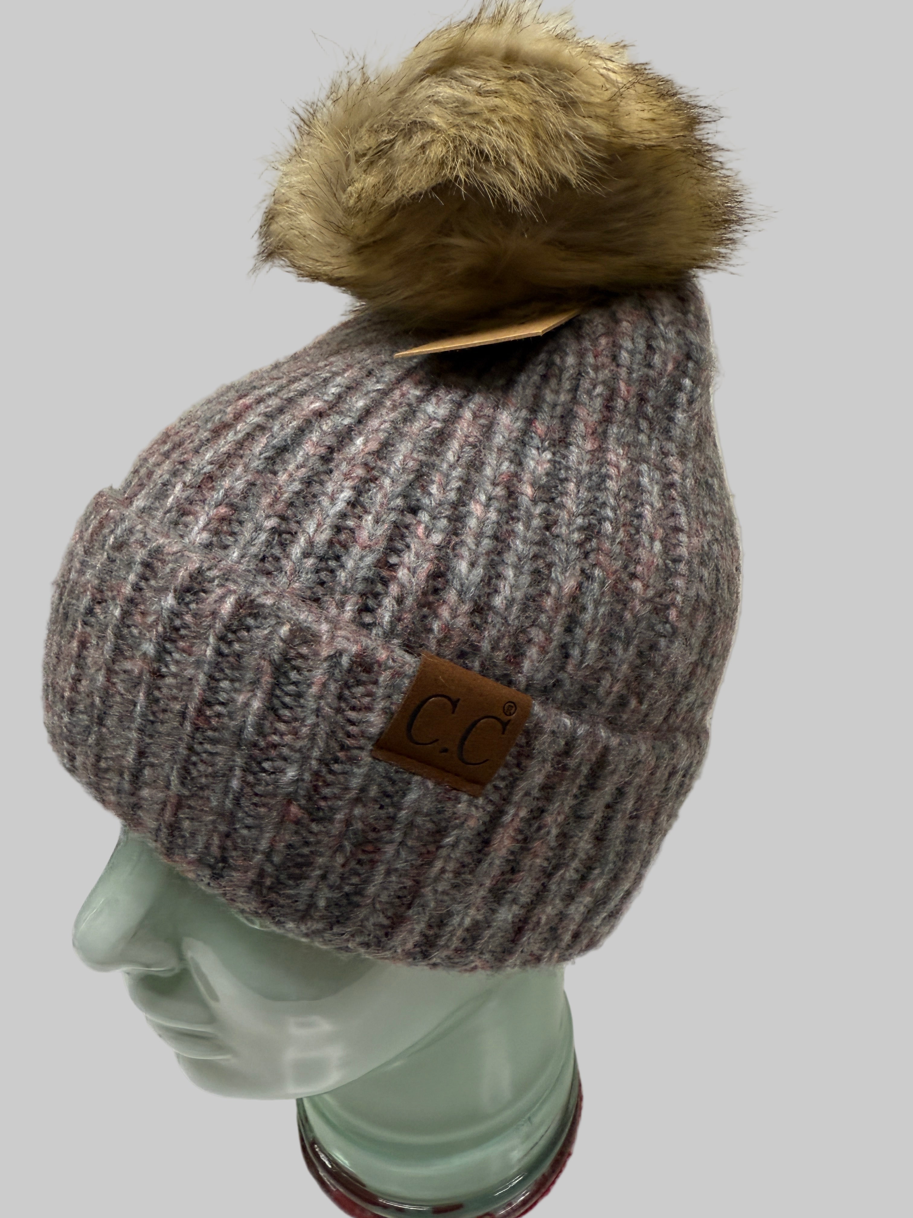 C.C. Beanie Ribbed Beanie with Faux Fur Pom Robin Boutique