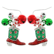 Jingle Bells Enamel Christmas Western Boots Earrings Robin Boutique