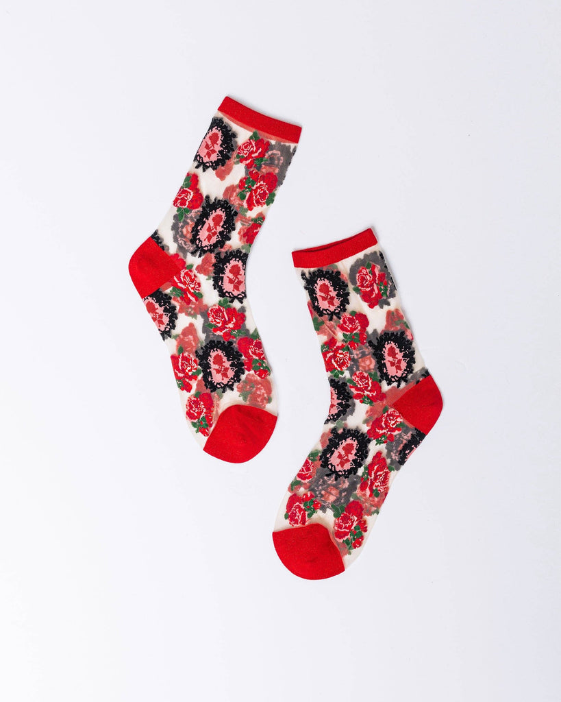 Cameo Rose Sheer Crew Sock Robin Boutique