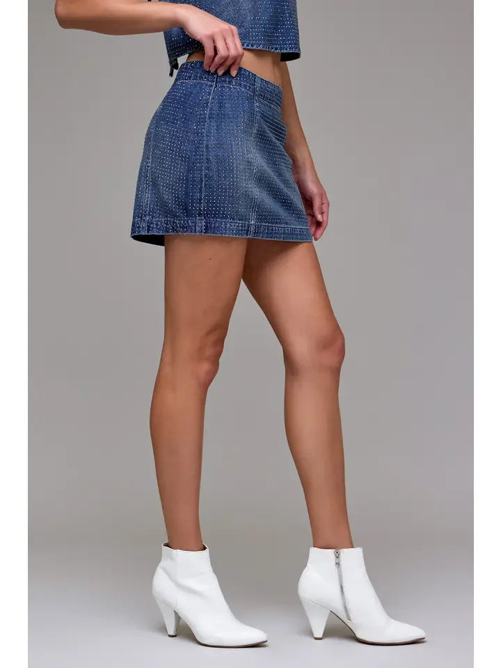 Rhinestone Mini Skirt by Hidden Jeans