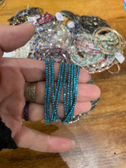 Rhinestone Tennis Stretch Bracelets on Black Silver