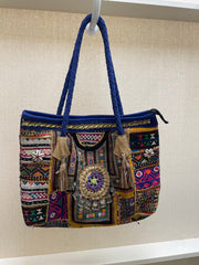 Upcycled Embroidered Market Shoulder Bag by Kantha Bae