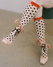 Polka Dot Bow Knee High Sheer Socks Robin Boutique