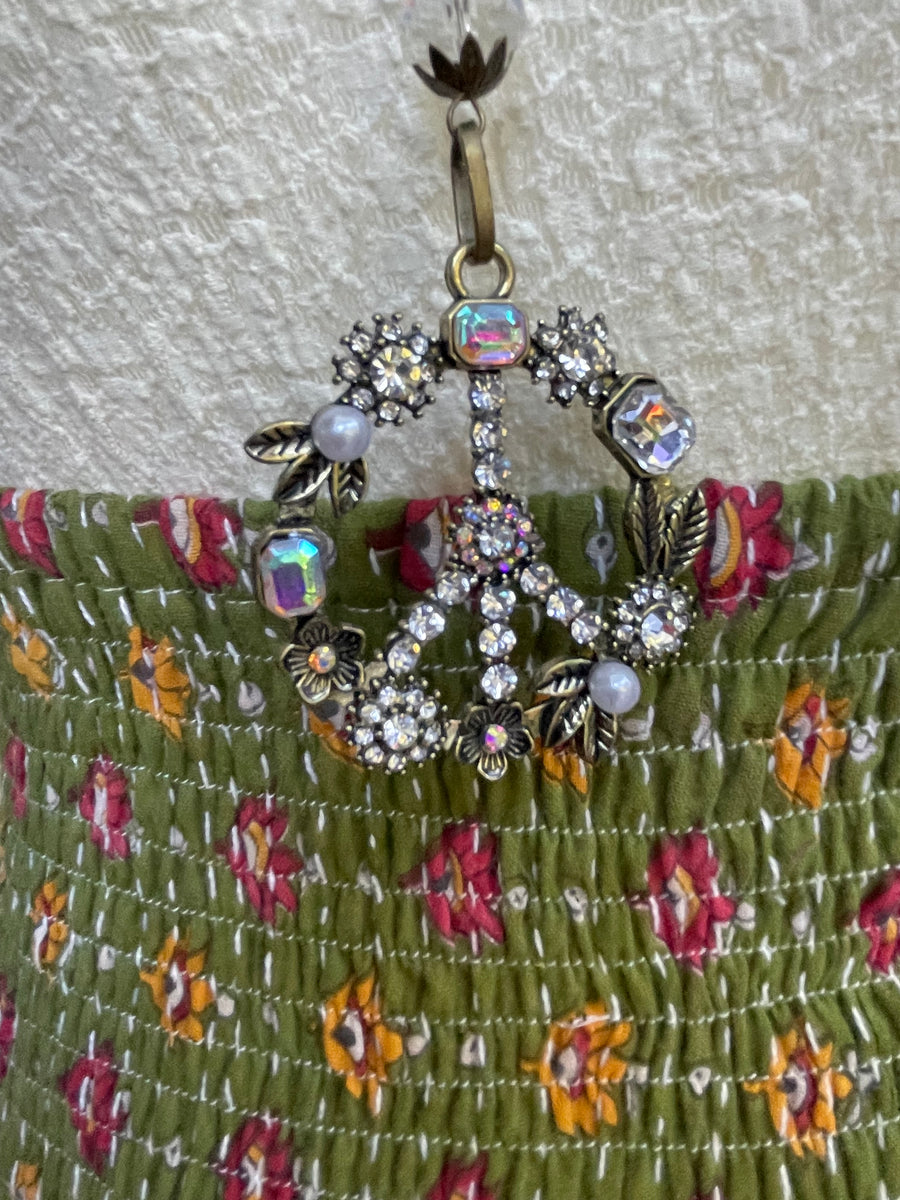 Pearl Bling Peace Sign Necklace