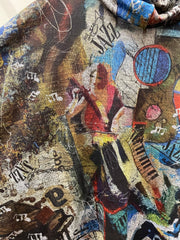 Cowl Neck Pullover in Blues & Jazz Print by Inoah