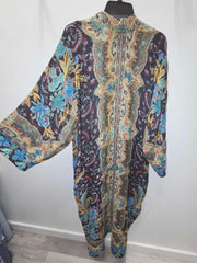 Gold Floral Embroidered Reversible Tapestry Duster
