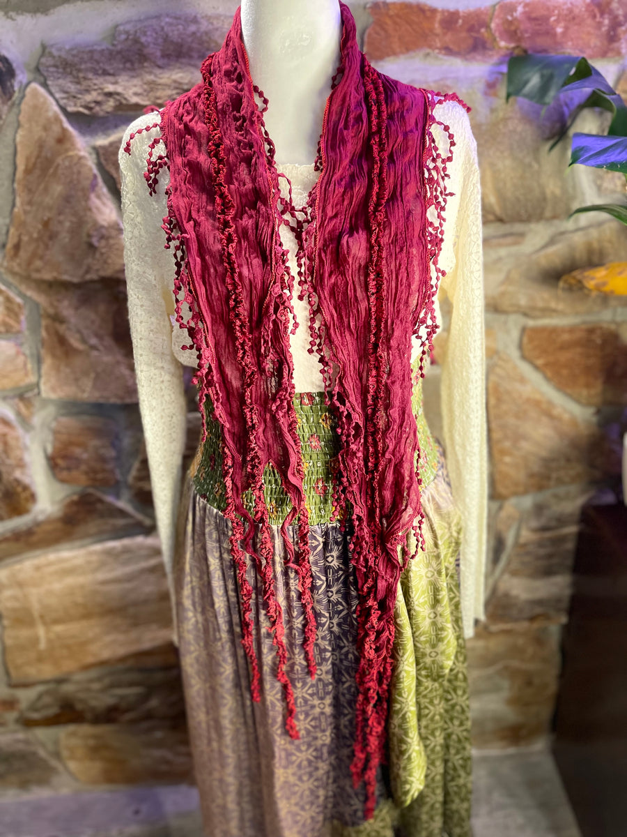 Boho Mixed Tassel Handmade Scarf Necklace