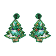 Jeweled Beaded Embroidery Christmas Tree Earrings Robin Boutique