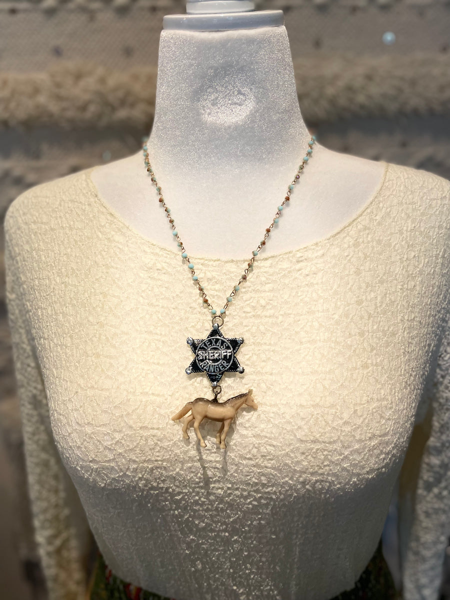 Sheriff Star w/Horse Charm Necklace by Gina
