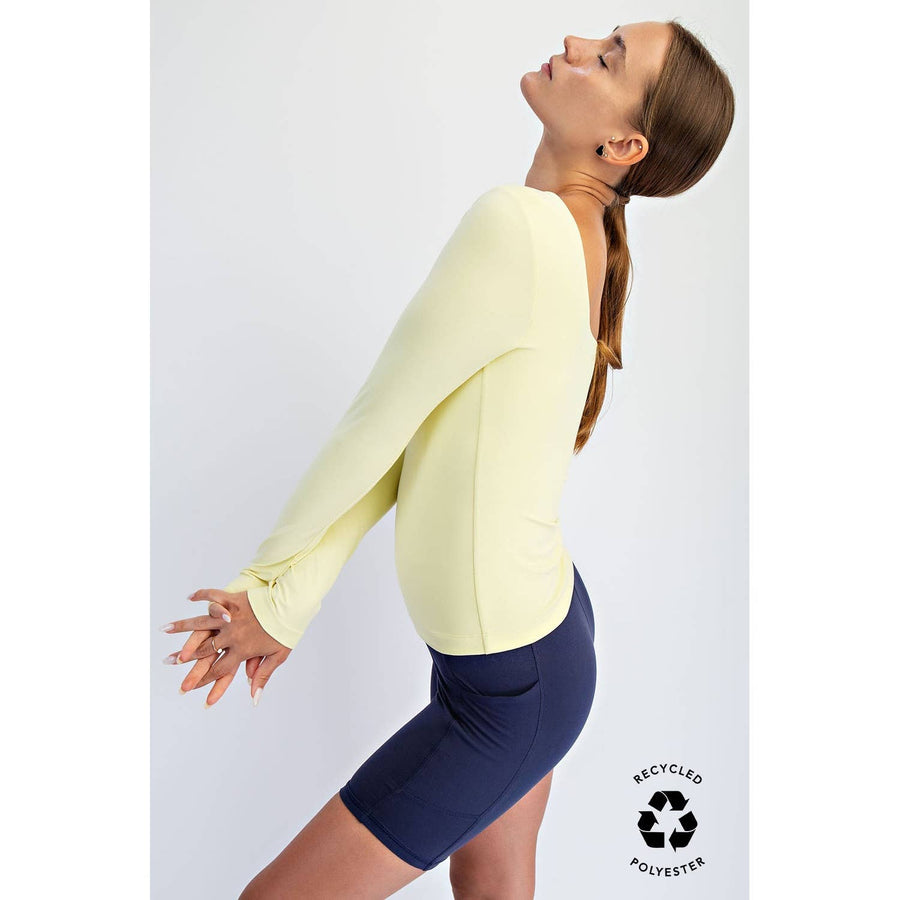 RECYCLED BUTTER SQUARE NECK LONG SLEEVE TOP T9953-C Robin Boutique