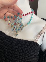 Crystal Christmas Tree Necklace in Blue by Gina