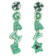 Game Day Letter Beaded Rhinestone Post Earrings