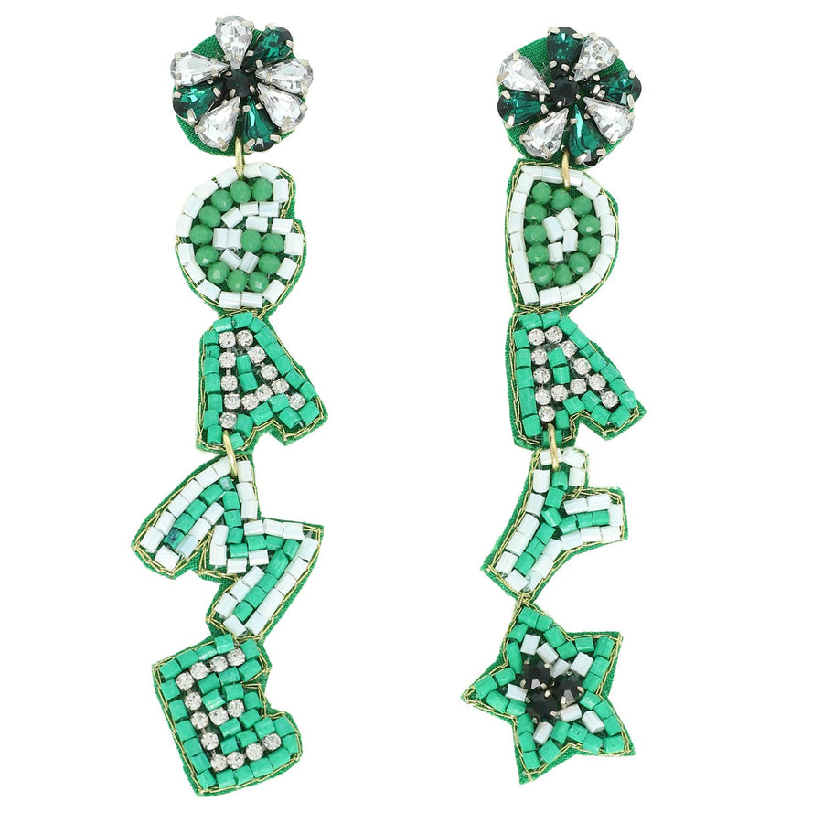 Game Day Letter Beaded Rhinestone Post Earrings