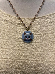 Vintage Cat Button Cameo Necklace by Gina