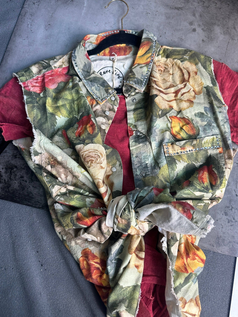 Light Floral Flannel Vest by A Rare Bird Robin Boutique