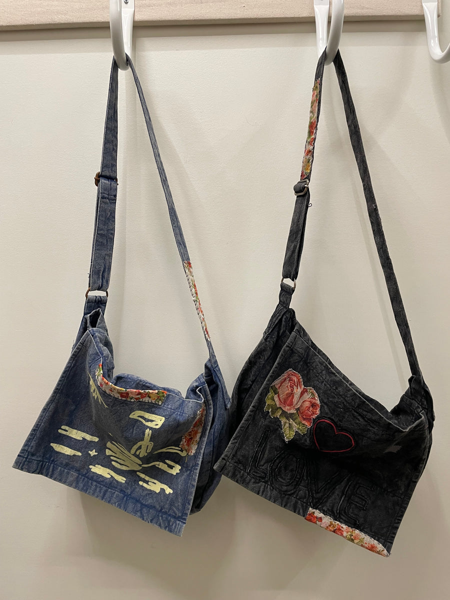 Denim Patch Messenger Bag