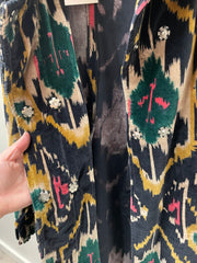 Ikat Velvet Knee Length Jacket by Paper Lace Robin Boutique