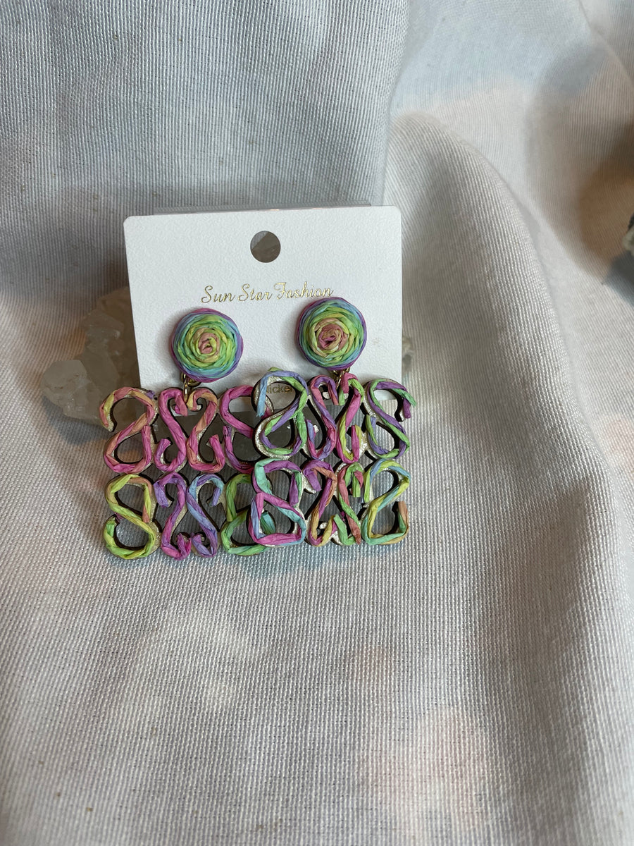 Ratan & Wood Modern Deco Earrings