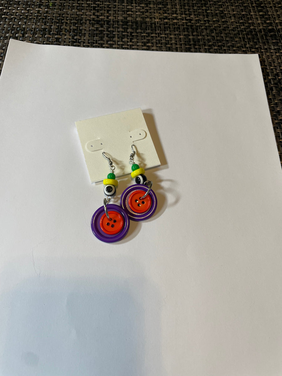 Colorful Long Button Earrings by Lori