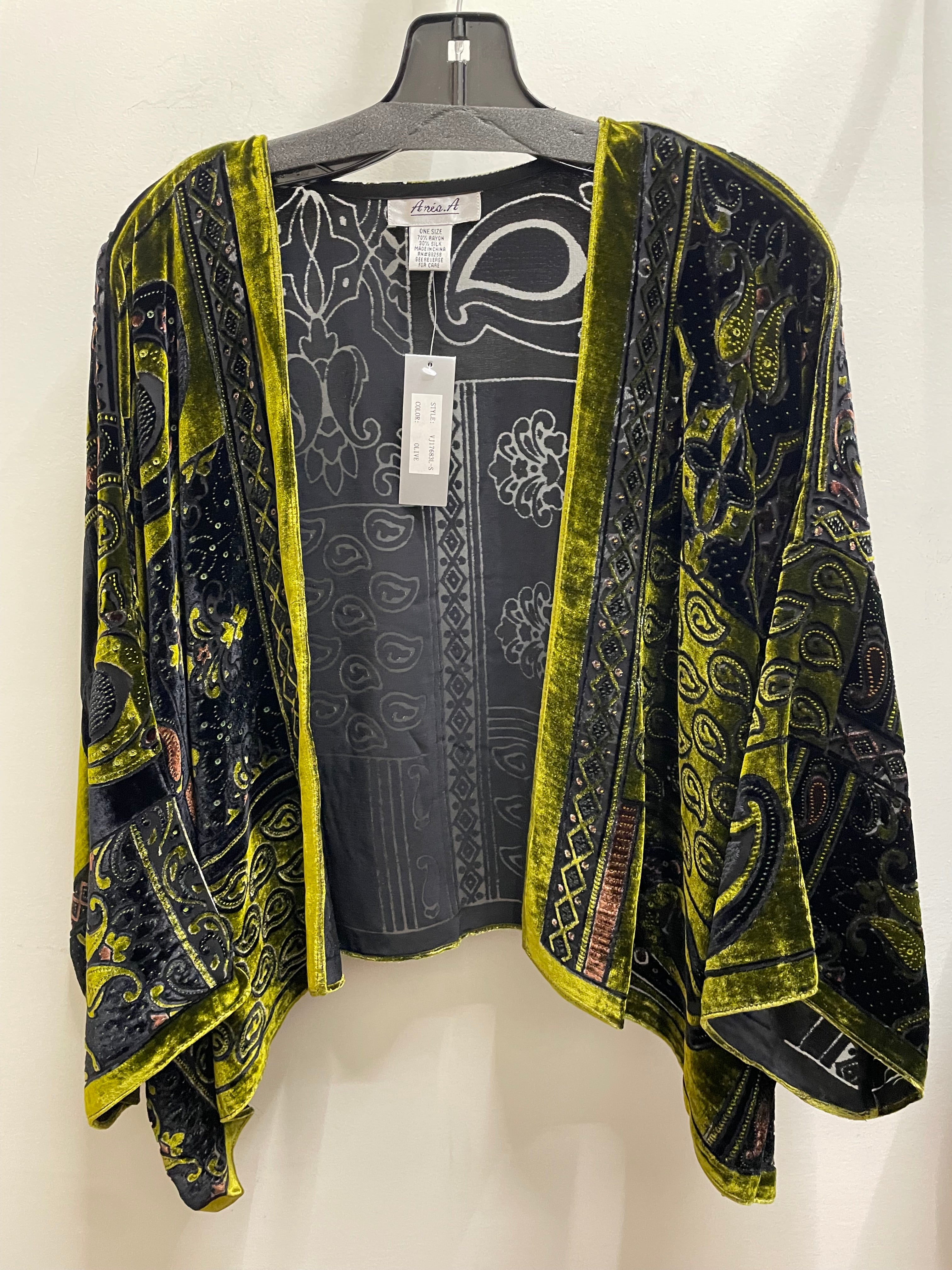 Silk Burnout Velvet Shortie Kimono by Aris A