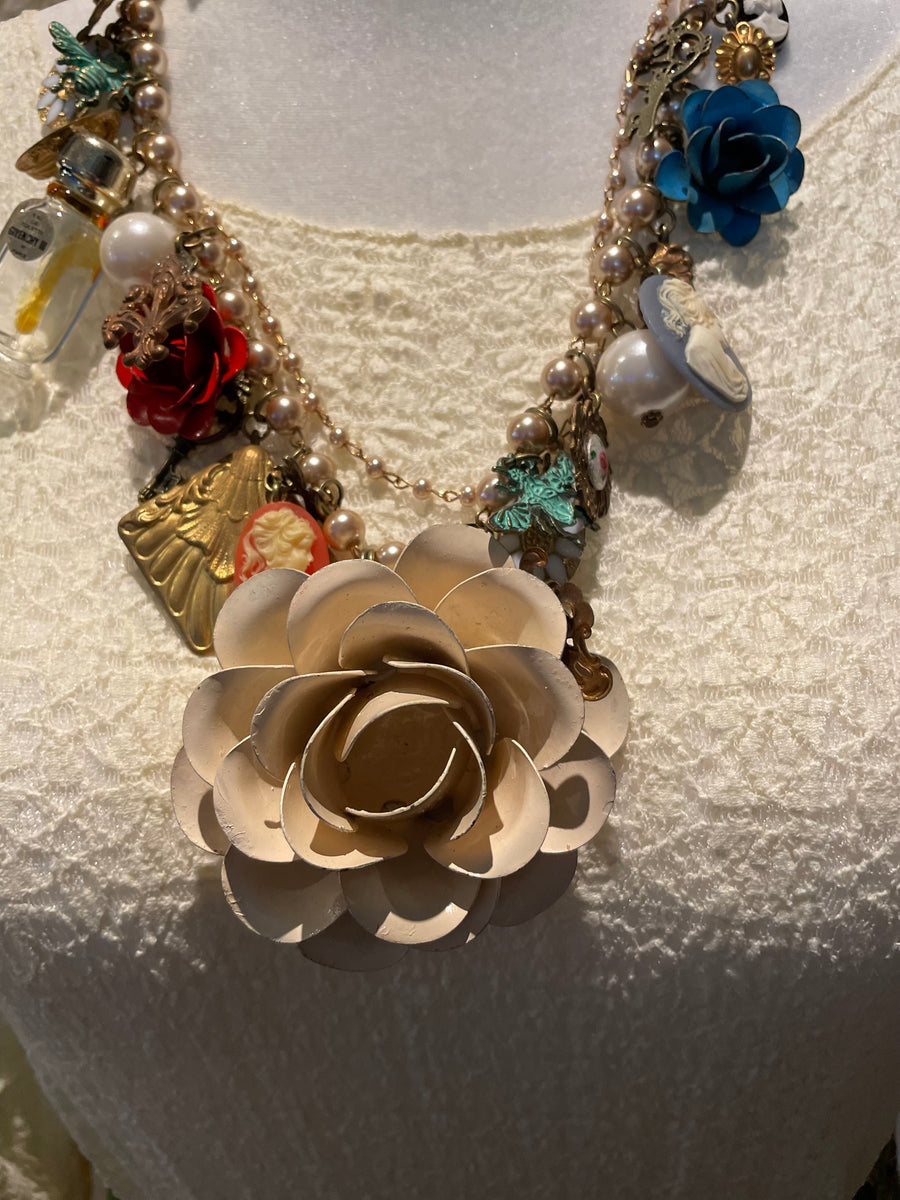 White Cluster Necklace by Gina