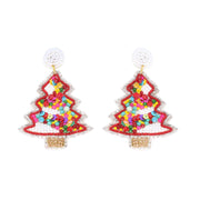 Jeweled Beaded Embroidery Christmas Tree Earrings Robin Boutique