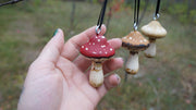 Hand Painted Wooden Mushroom Hanging Necklaces