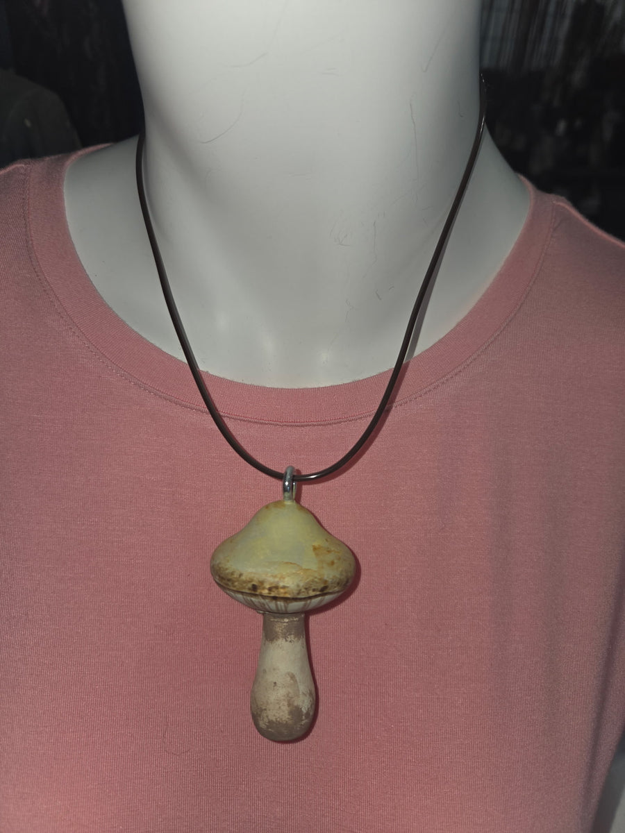 Handpainted wood mushroom Necklaces