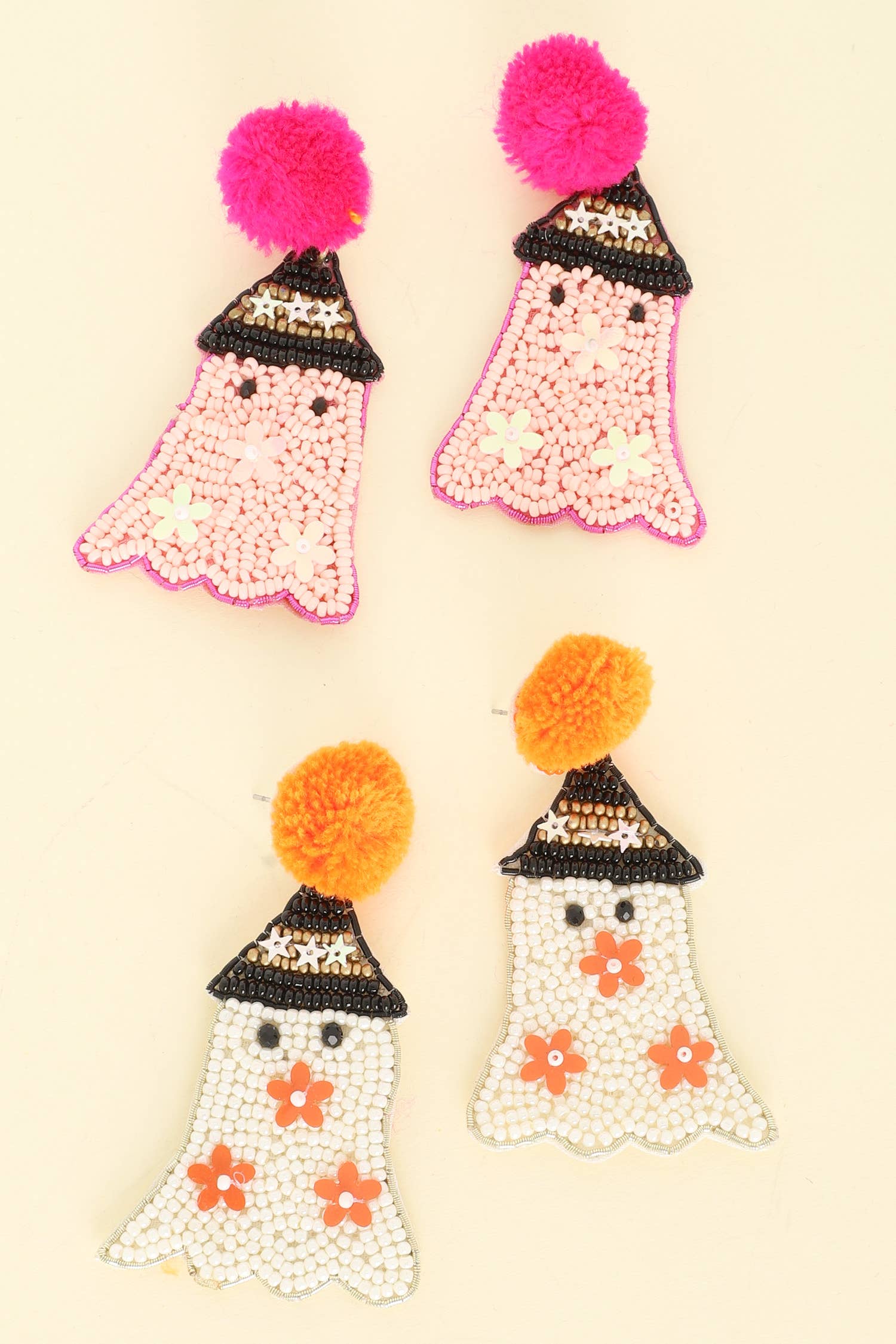 Halloween Ghost Seed Bead Dangle Earrings Robin Boutique