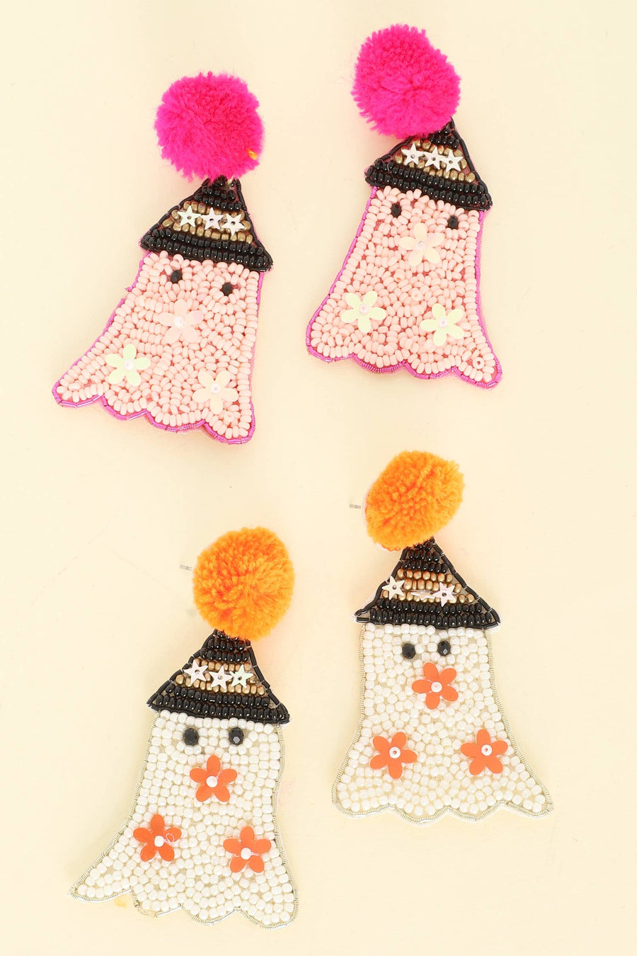 Halloween Ghost Seed Bead Dangle Earrings Robin Boutique