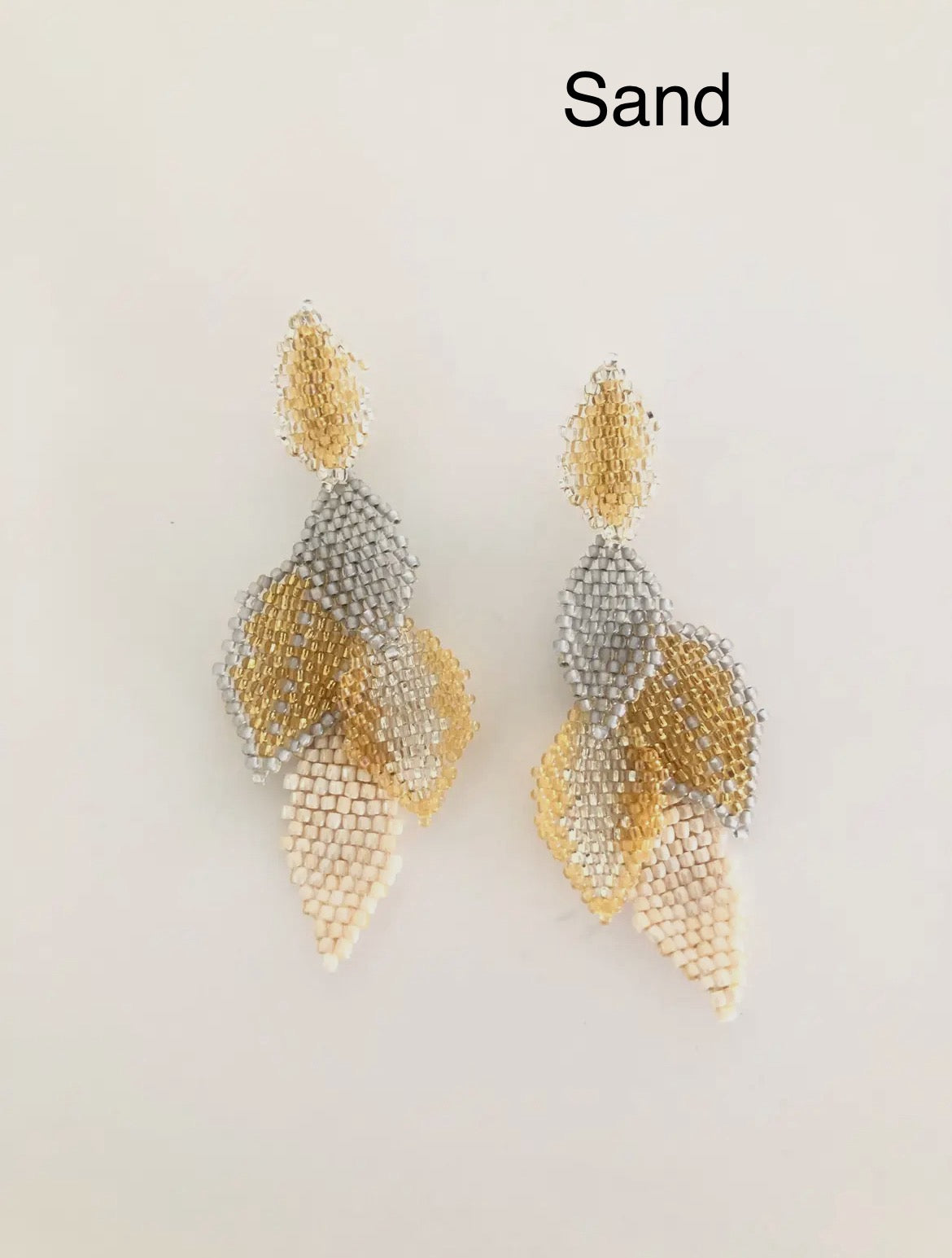 Dangling 5 Leaf Handmade Beaded Earrings
